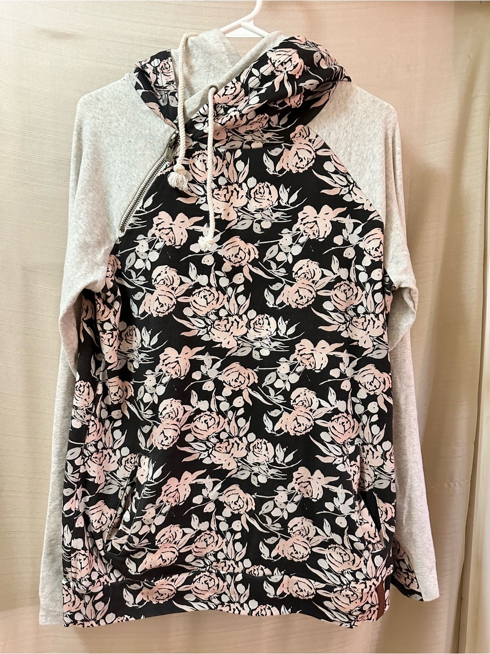 Ampersand Avenue Floral Double Hood Hoodie Pullover Women’s Large Cozy Cute